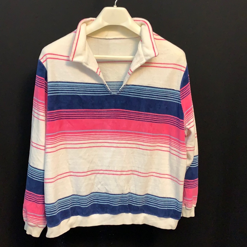 80’s Long Sleeve Striped Polo